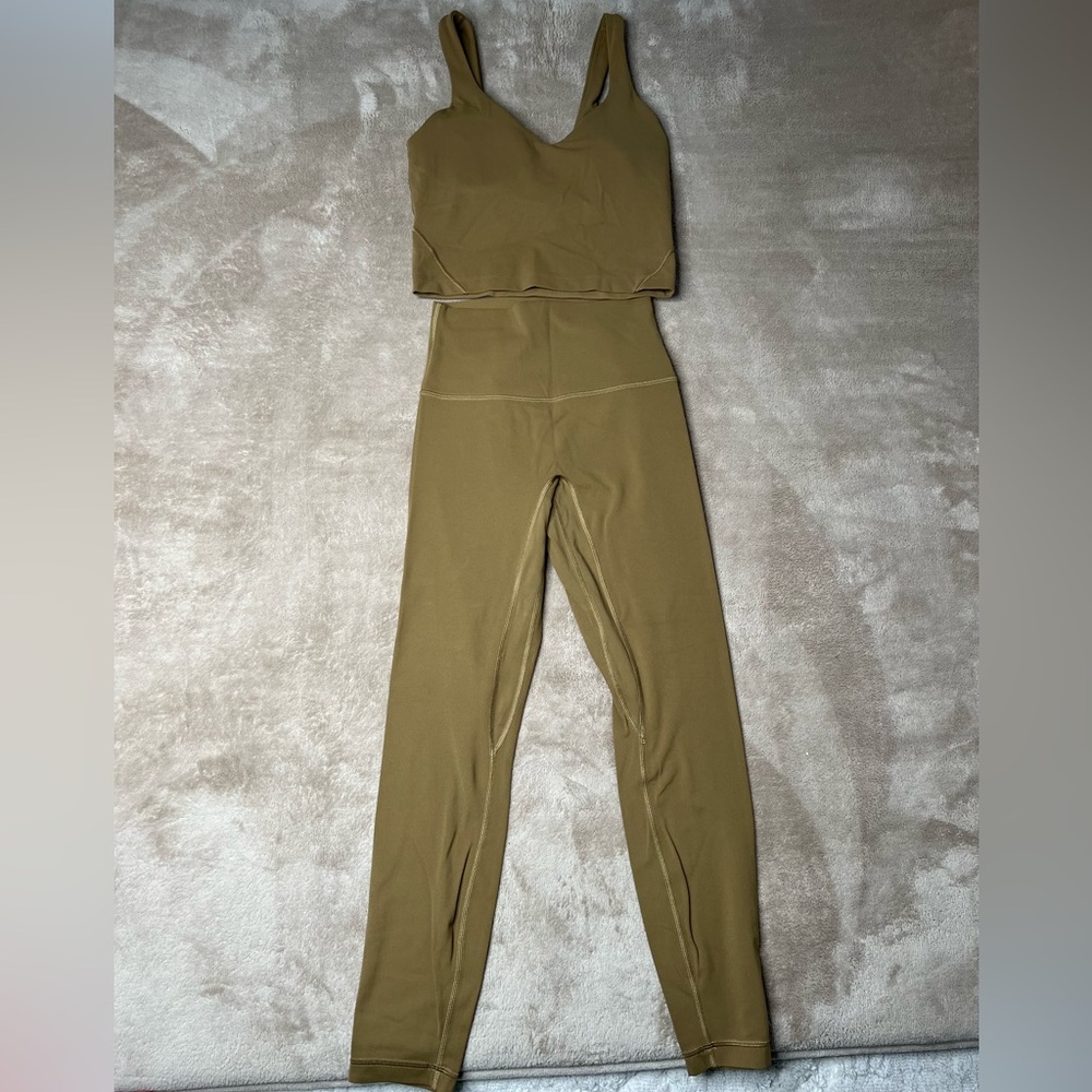 lululemon athletica Olive High-Waist Leggings with Matching Crop Tank